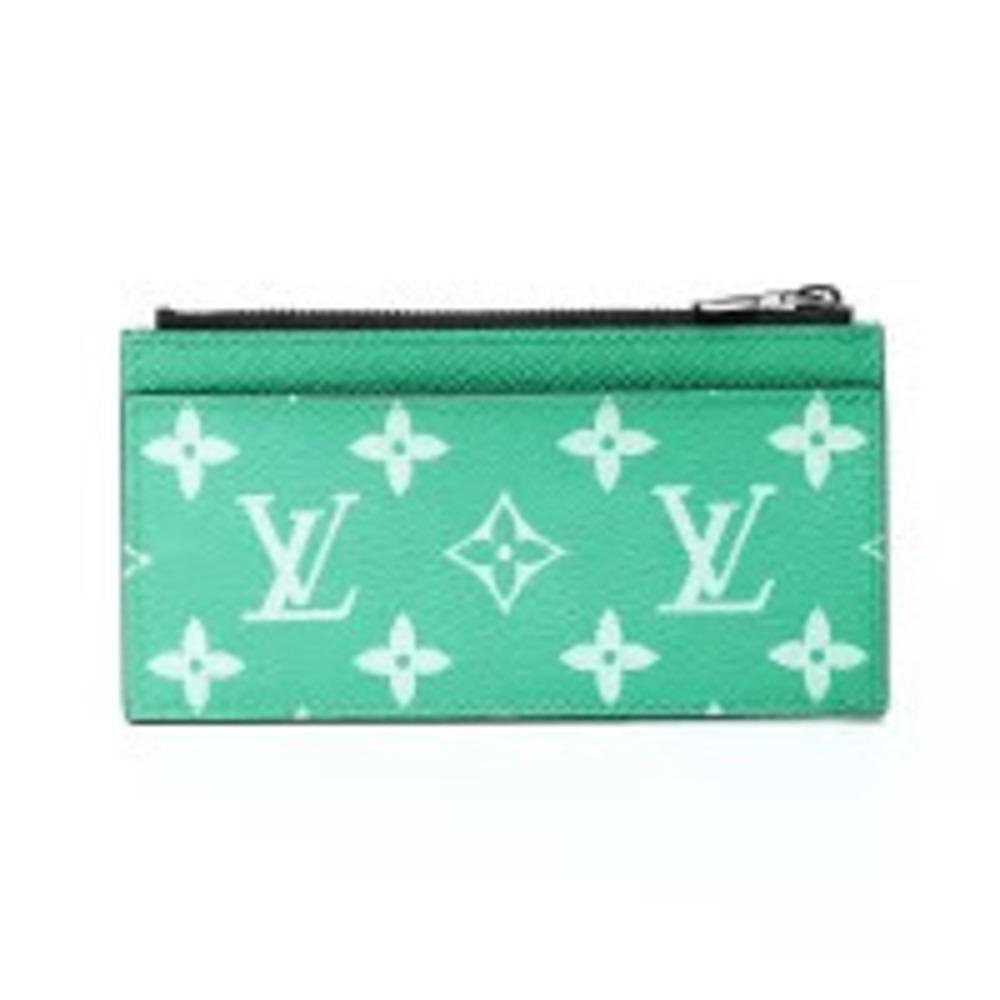 Louis Vuitton Coin Card Green Monogram Taigarama Compact Wallet Case